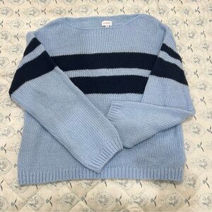 PacSun Light Blue and Navy Striped Sweater